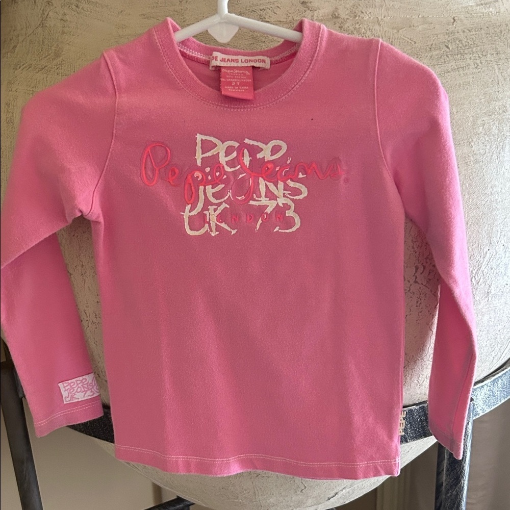 Pepe Jeans Vibrant Pink Long Sleeve Tee for Kids